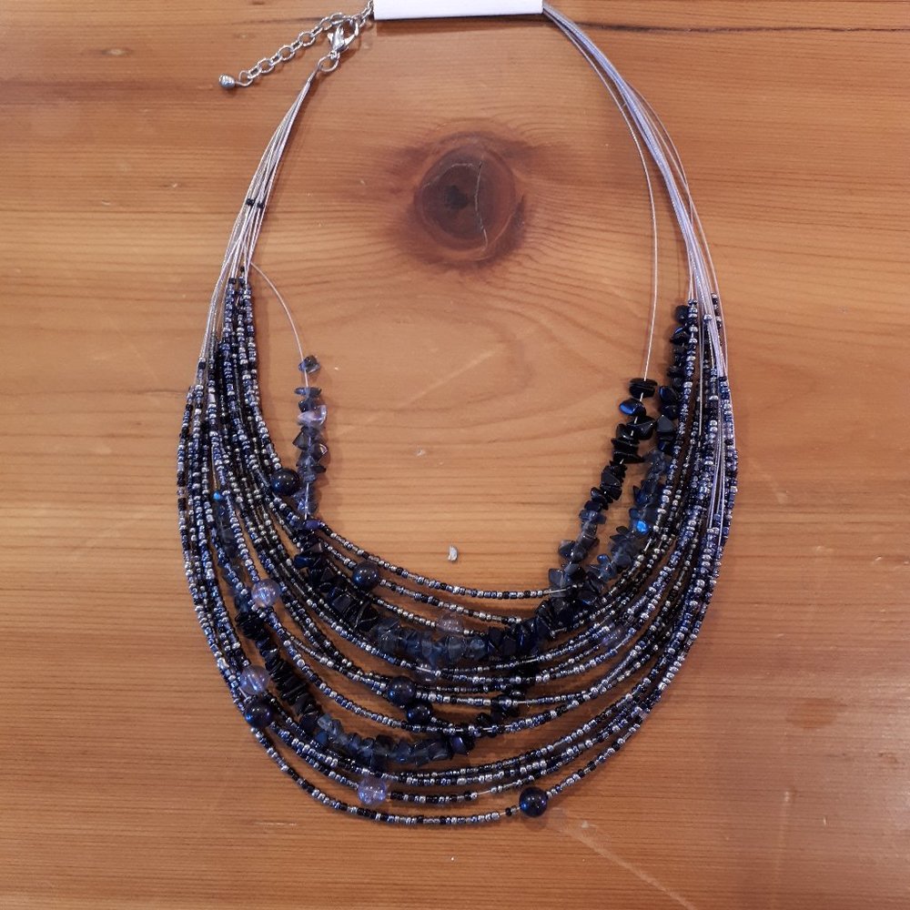 Necklace - Black & Silver Beaded - NWT